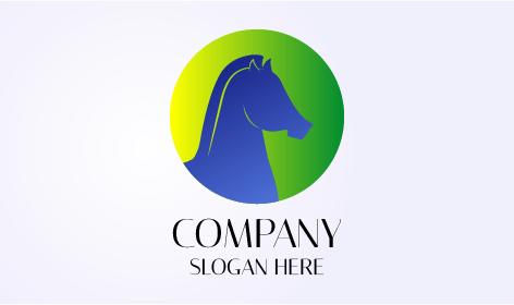 Elegantes Blaues Pferde Logo