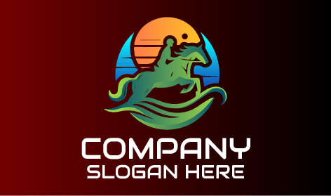 Logotipo De Caballo Con Vista Al Atardecer