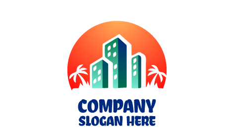 Logo Du Bâtiment De L'hôtel En Bord De Mer