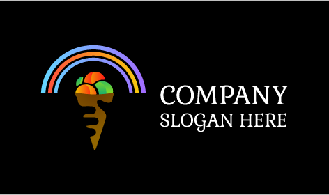 Logo De La Crème Glacée En Forme De Cône Arc-en-ciel