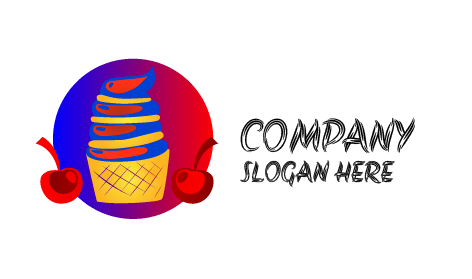 Logo De La Glace À La Cerise Et Au Cornet De Sucre