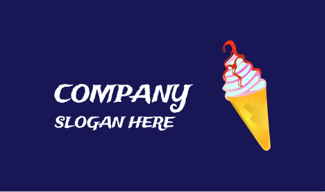 Logo De Crème Glacée Bleu Ciel En Forme De Cornet Gaufré