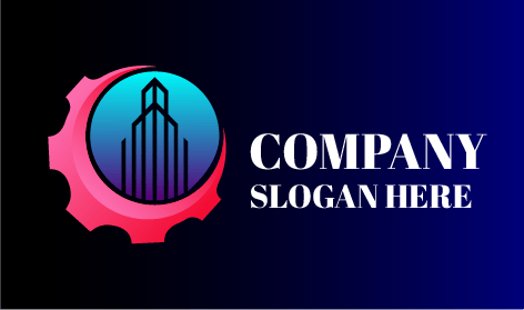 Halbmondförmiges Industrielogo Mit Rosafarbenem Zahnrad