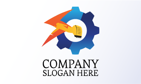 Gelbes Bagger-industrielogo