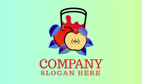 Sliced Apple With Glass Juice Logo