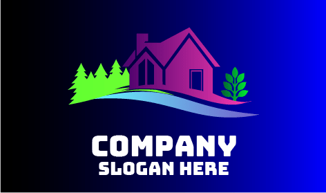 Logo Lansekap Rumah Ungu Cerah