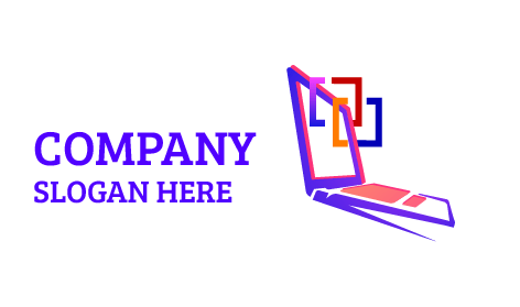 Logotipo De Computadora Portátil Con Rectángulo Entrelazado