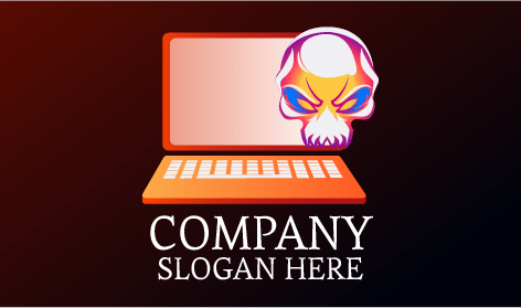 Logo Laptop Tengkorak Alien Putih