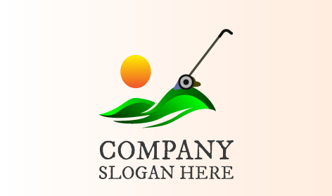 Logotipo De Césped Con Paisaje Montañoso
