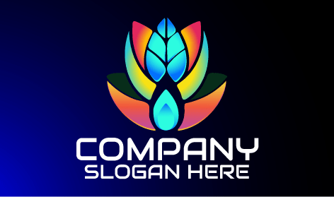 Logotipo De Hoja Azul Celeste Metalizado