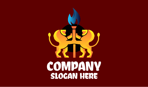 Logotipo De León Portadora De Antorcha