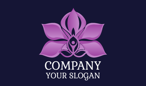 Tam Çiçek Açmış Mor Lotus Logosu