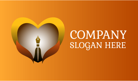 Logotipo De Amor De Caneta De Coração Dourado