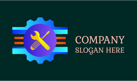 Blue Cogwheel Maintenance Logo