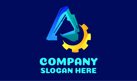 Logo Perawatan Ekskavator Biru