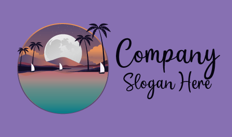 Plaj Seyahat Destinasyonu Moon Logosu