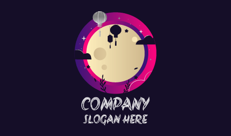 Hot Air Balloon Moon Logo