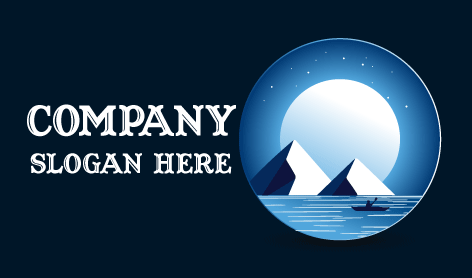 Logotipo De Navegación Fluvial Nocturna Con Luna