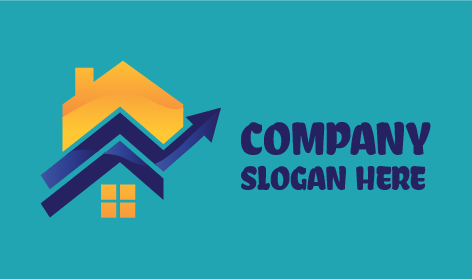 Logotipo De Hipoteca De Telhado De Seta Azul