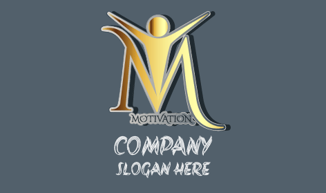 Logo De Motivation Avec La Lettre M Dorée
