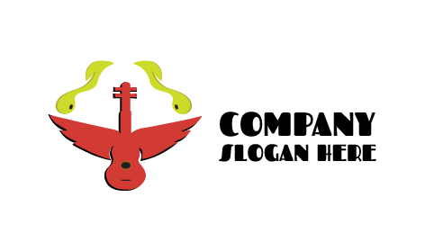 Logotipo De Notas Musicales De Guitarra Con Alas