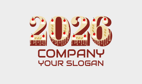 Festliches Logo Des Tropfenden Kuchens Des Neuen Jahres