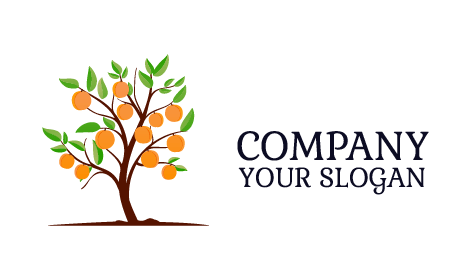 Single Big Peach Fruit Tree Logo