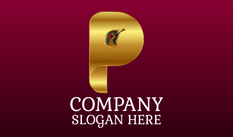 Logotipo De Pinguim Dourado Brilhante