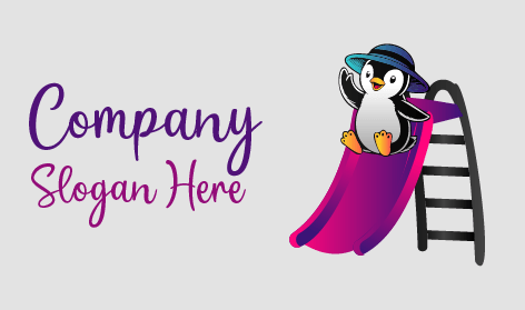 Logotipo Do Pinguim Com Escada De Escorregador