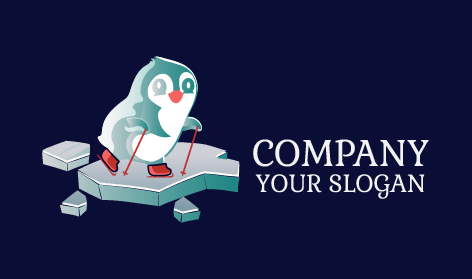 Logotipo Do Pinguim Patinador