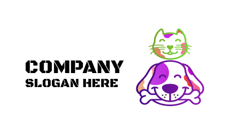 Encantador Logotipo de Perro y Gato