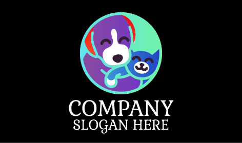 Logotipo De Perro Y Gato Encantado