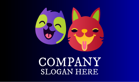 Logotipo De Perro Y Gato Esponjoso Extático