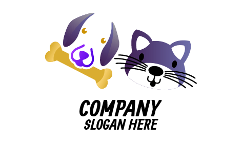 Logotipo De Perro Y Gato Gris