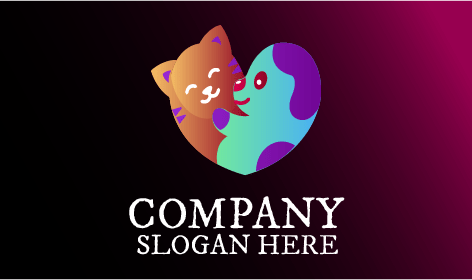 Logotipo De Perro Y Gato Con Forma De Corazón