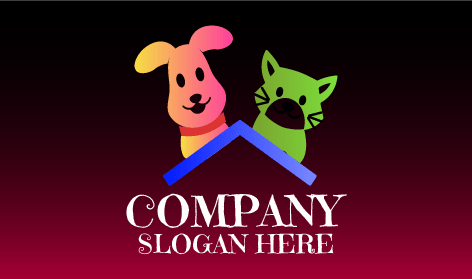 Logotipo De Casa De Mascotas Con Gato Y Perro