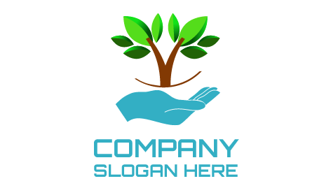 Blue Hand Plant Logo