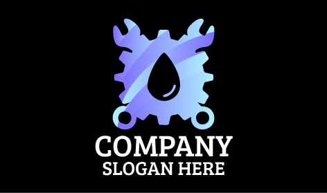 Logotipo De Plomería De Equipo Azul