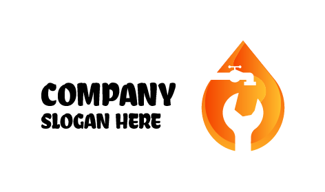 Logotipo De Plomería Con Gota Naranja