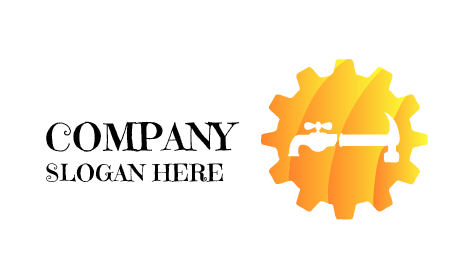 Logotipo De Plomería Con Engranaje Naranja