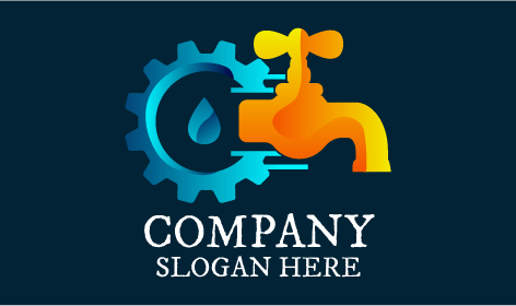 Logotipo De Fontanería Con Grifo Naranja