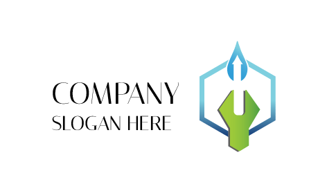 Logotipo De Plomería Con Llave De Loro