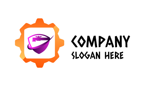 Logotipo De Plomería Con Escudo Morado