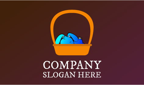 Logotipo De Conejo En Canasta Marrón