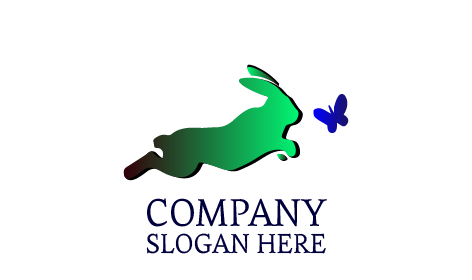 Logotipo De Conejo Atrapando Mariposas