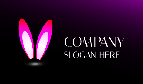 Logotipo De Orejas De Conejo Rosa Brillante