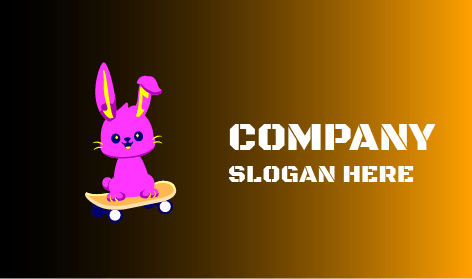 Logotipo De Conejo Morado Patinando