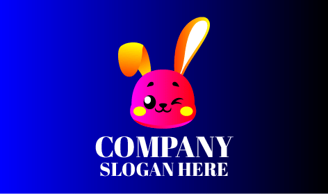Logotipo De Conejo Rosa Con Guiño De Ojo