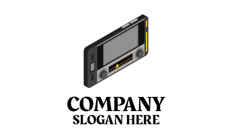 Logótipo De Rádio Isométrico Preto