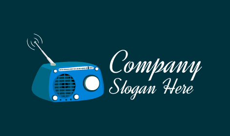 Logotipo De Radio Retro Azul Estilizado